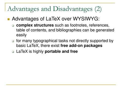 Disadvantages of LaTeX